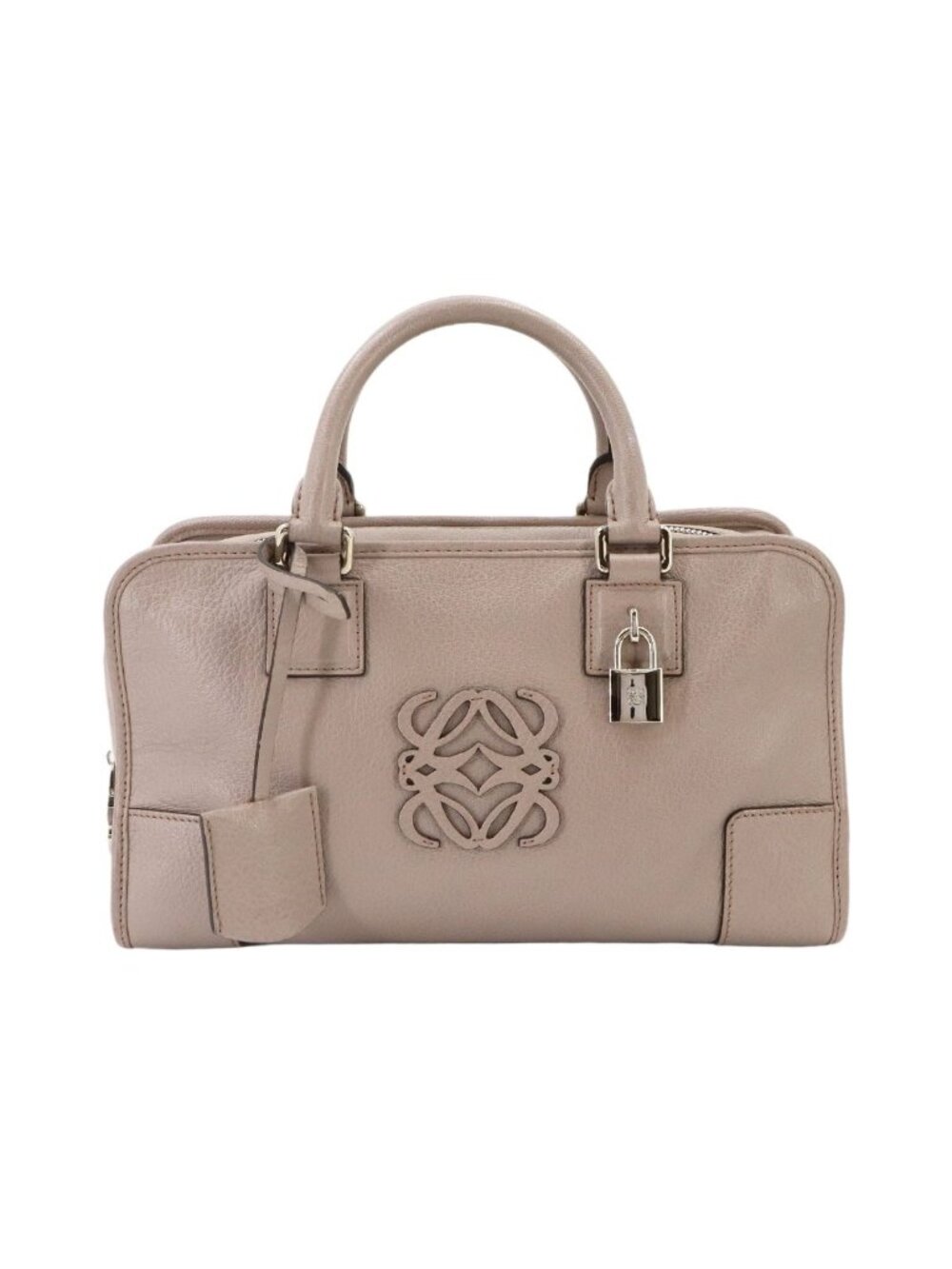 Loewe Amazona 28 Hand Bag Leather Beige Silver Greige